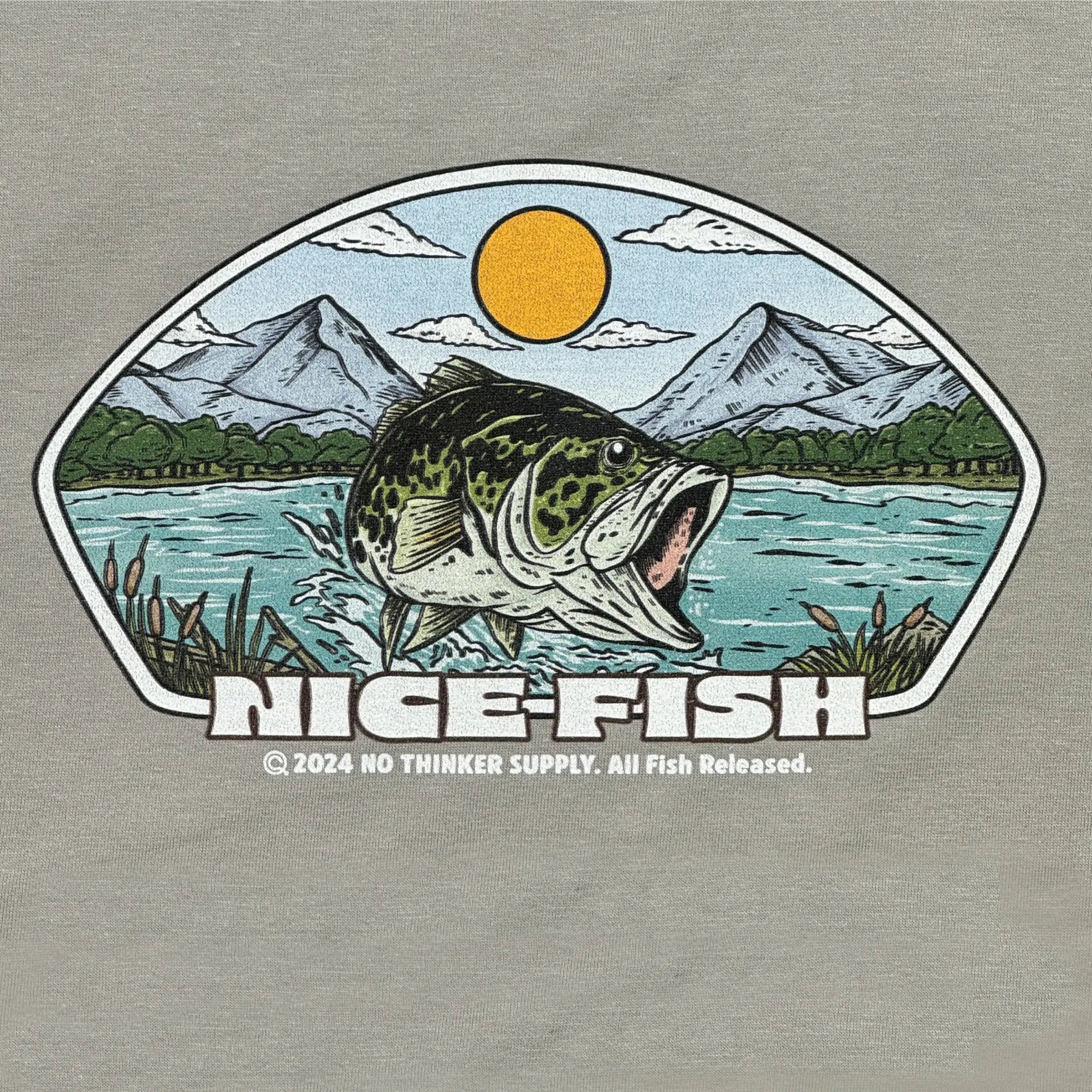 バス釣り Tシャツ NICE FISH T-shirt（Light gray） – バス釣り アパレル NO THINKER SUPPLY