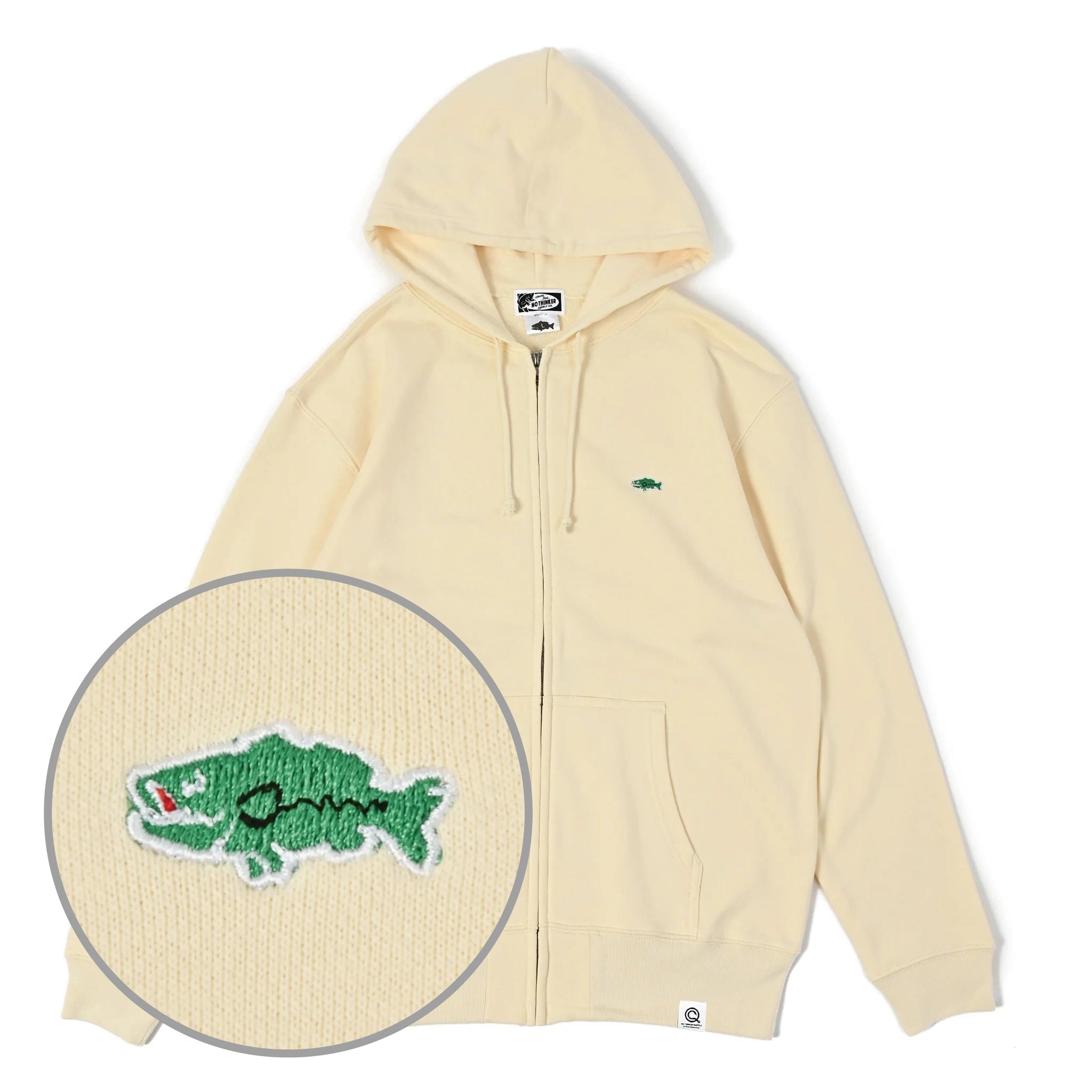 バス釣り フーディー 1pointbass ZIP Hoodie（Beige） – バス