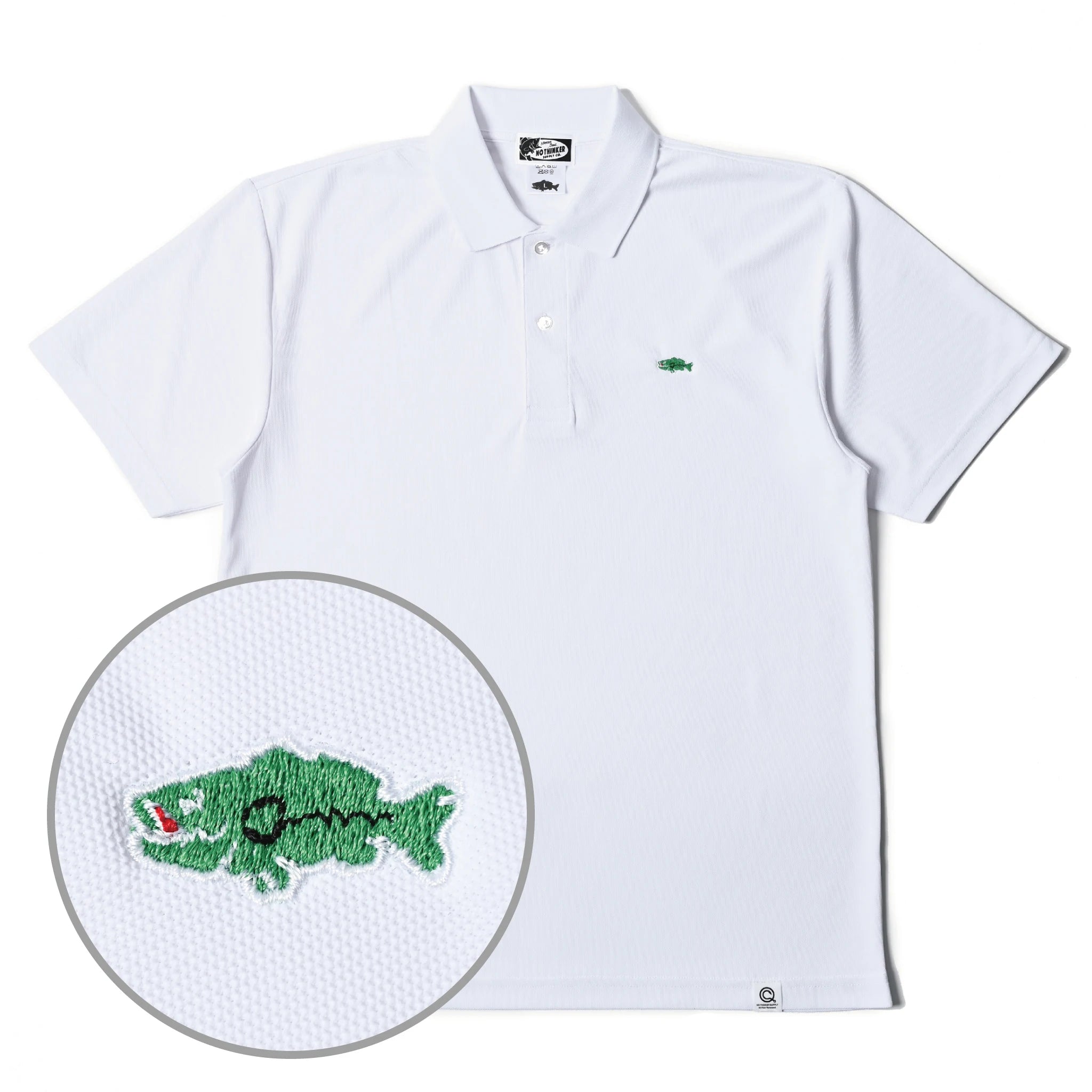 バス釣り ポロシャツ 1pointbass Poloshirt （White） – バス釣り