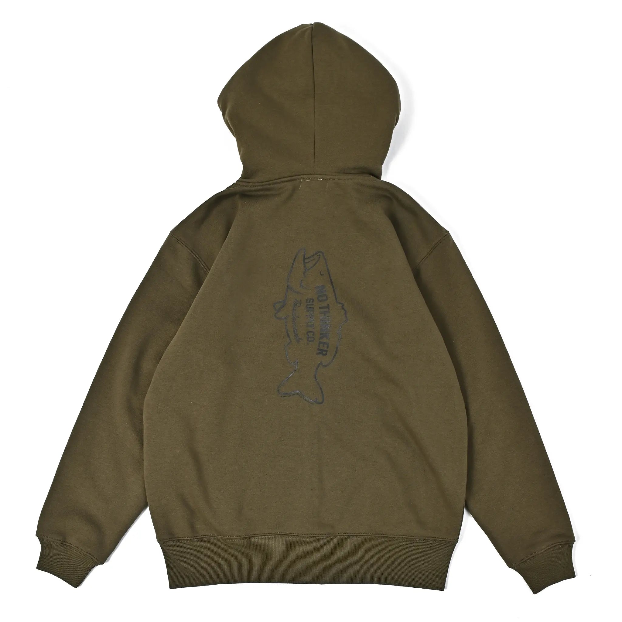 バス釣り パーカー フーディー NO THINKER ZIP Hoodie (OLIVE) – バス