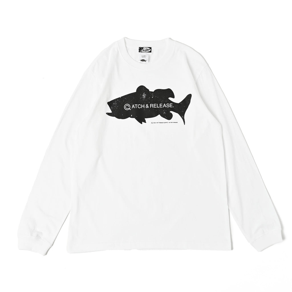 CATCH and RELEASE_long T-shirt (White) バス釣り アパレル NO THINKER SUPPLY